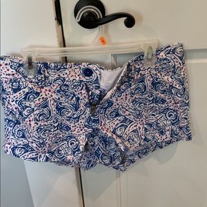 Lilly Pulitzer Walsh Short Starfish Print Blue Pink White Size 6.